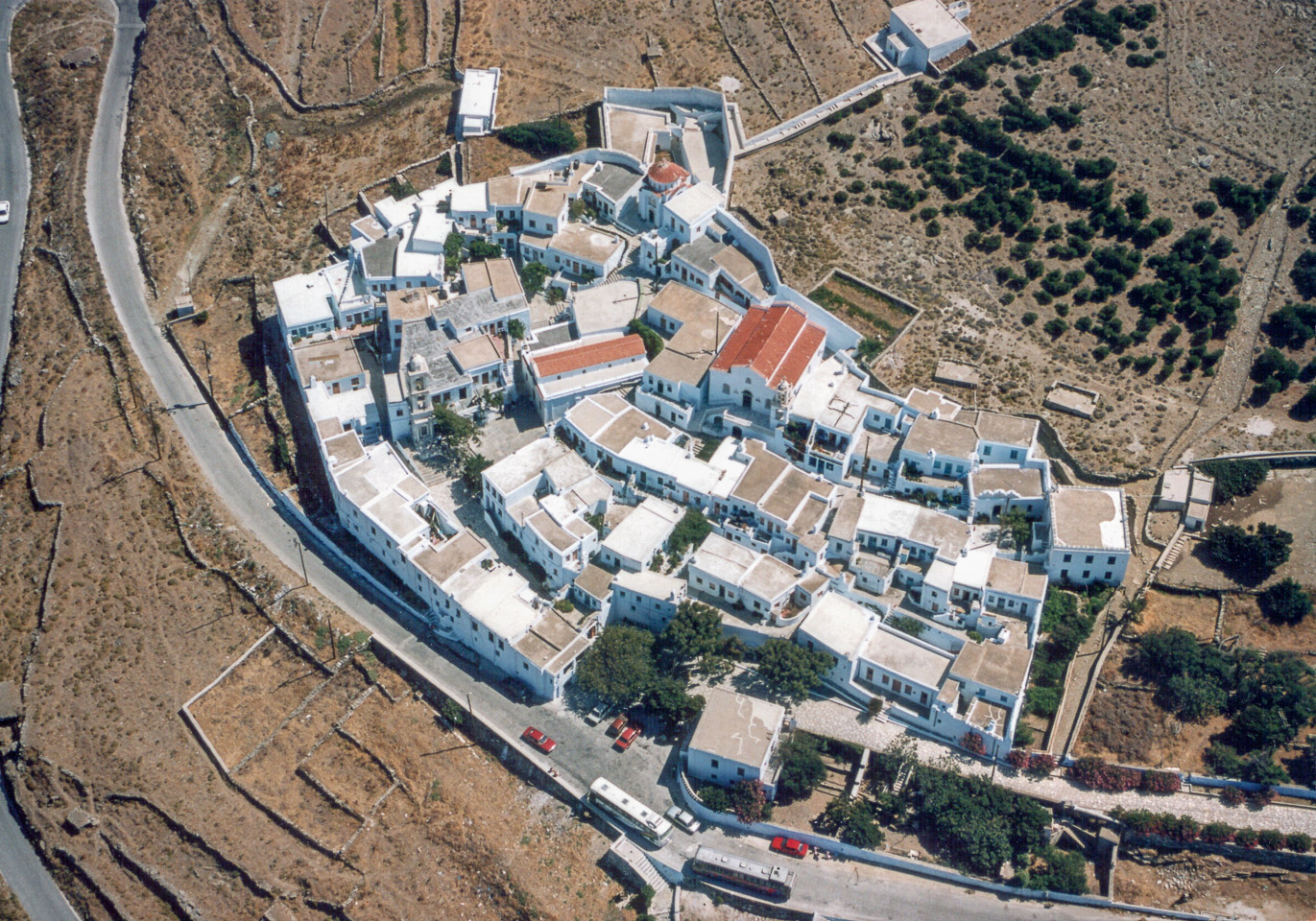 monastery tenos-aerial view